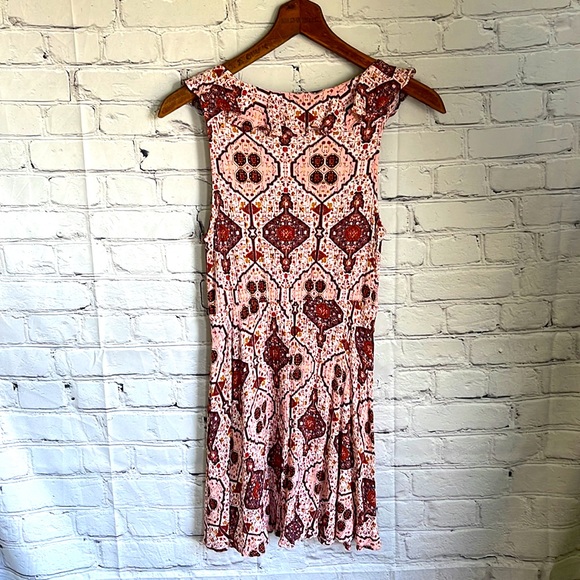 LuLu's Pink, Brown & White Sleeveless Gauze Dress Size S - Picture 4 of 5